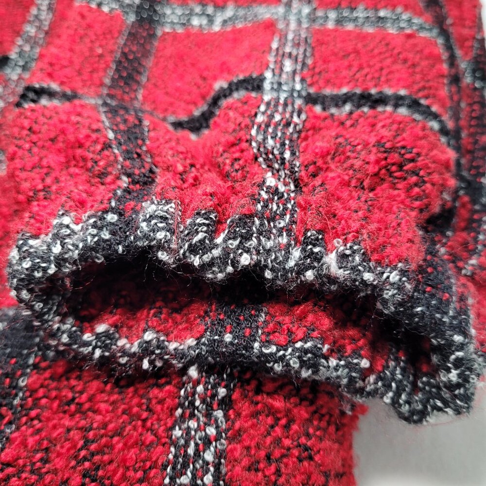 Alfred Dunner Plaid Jacket Vintage Zip Fuzzy Red Black 18 Cottagecore Preppy - Picture 3 of 12